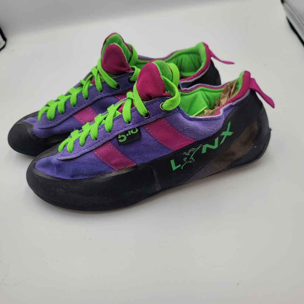 Five Ten Lynx Rock Climbing Shoes Purple Pink Neon Green Stealth C4 Womens 11.5